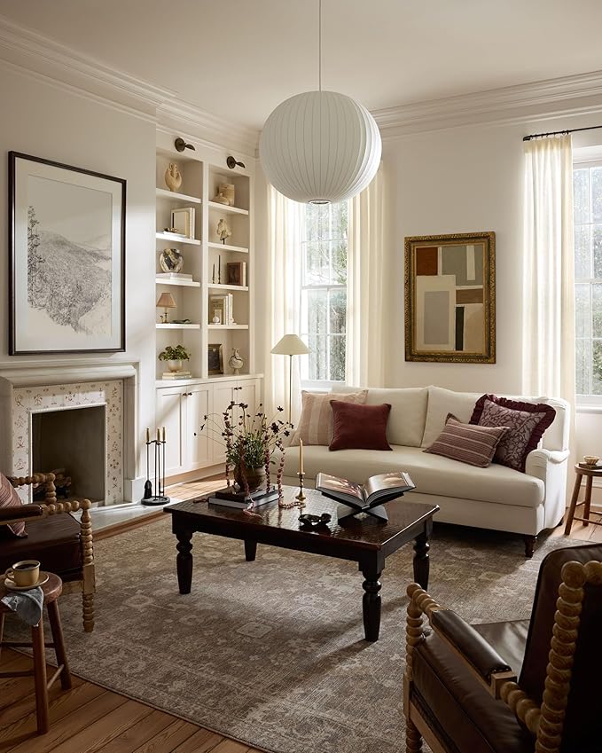 Loloi Chris Loves Julia Louisa Collection LOI-03 Taupe/Ivory 9'-6" x 9'-6", .38" Pile Height, Round Area Rug