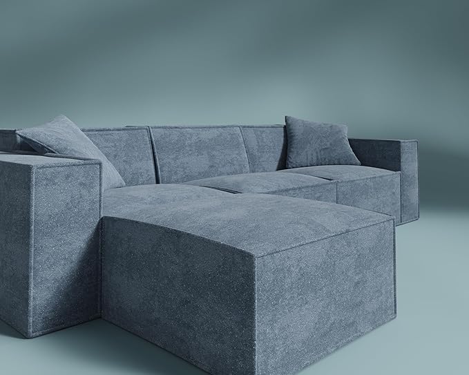 ROVE LAB M1 Modular Sectional Sofa with Ottoman, Sofa in a Box, Modular Couch, Spill-Resistant,Sustainable, Stylish, Modern Sectional Couch for Living Room with SmartFoam Comfort