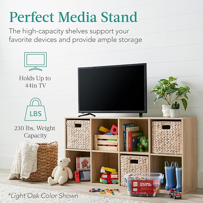 Best Choice Products 8-Cube Storage Organizer, 11in Shelf Opening, Bookcase, Display Shelf, Customizable w/ 3 Removable Back Panels – Greige