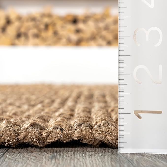 nuLOOM Ashli Solid Farmhouse Jute Area Rug, 10x13, Natural