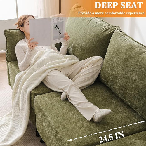 135'' Modular Sectional Sofa with Storage Seat,Oversized L Shaped Couch,6 Seater Couches for Living Room,Bedroom,Velet,Green