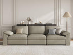 EASE MOOSE 3 Seater Deep Seat Sectional Sofa,Scratch Resistant Faux Leather Material, Oversized Modular Couch for Living Room,Modern Comfy Sofas for Small Spaces, Light Grey