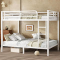 Bellemave Full Over Full Bunk Bed for Adults, Full Size Bunk Beds Frame with Build in Ladder and Full Length Guardrail, Easy Assemble Bunkbeds, Noise Reduced, Mattress Not Included, White