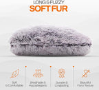 Cheer Collection Throw Pillows for Couch and Bed, Soft Shaggy Throw Pillows with Inserts Included, Cozy Long Hair Faux Fur Pillows - Set of 2-20" x 20" - Purple