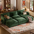 ELUCHANG 116" Luxury Modular Sectional Sofa, Comfy Deep Seat Cloud Couch, Sleeper Sofa Bed, 6 Seat Modern Couch with Removable Cover for Living Room, Apartment, DIY Combination, Chenille Olive Green