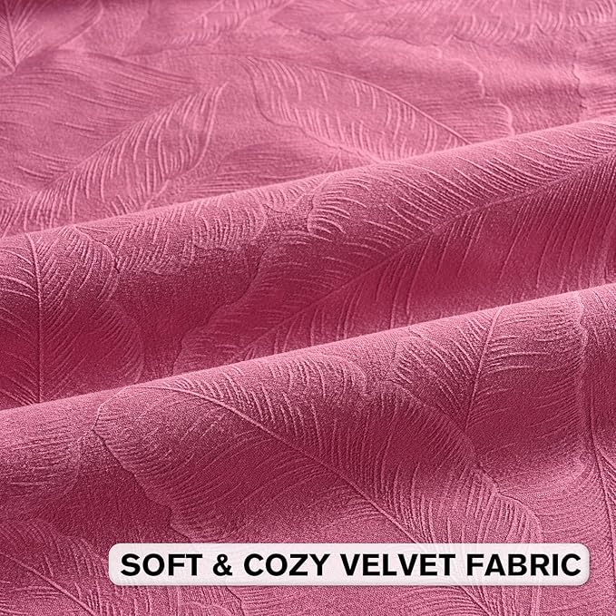 FUTEI Hot Pink Velvet Throw Pillow Covers 12x20 Inch Set of 2,Soft Embossed Leaf-Relief Textured Lumbar Pillow Cases,Natural Home Decor for Couch Living Room
