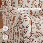 MELLCOM Floral Accent Chair, High Back Upholstered Armchair with Solid Legs, Leisure Single Sofa Chair for Living Room, Bedroom, Home Office, Orange Leaves