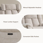 CHITA Oversized Power Recliner Chair with Bluetooth Speakers for Adults, Lay Flat Recliner with Power Lumbar Support, Manual Winged Headrest and USB & Type-C Charging Ports, Taupe