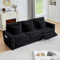 ORRD Power Reclining Sectional Sofa, Electric 3 Seat Recliner with 1 Electric Footrest and Adjustable Headrest, Modern Plush Corduroy Fluffy Reclining Sectional with Deep Seat for Living Room-Black
