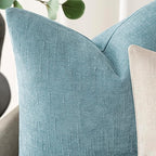 Foindtower Pack of 2 Textured Chenille Throw Decorative Pillow Covers Square Accent Solid Cushion Cover Neutral Farmhouse Pillow Case for Couch Sofa Bedroom Living Room 18x18 Inch,Light Blue