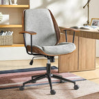 Modern Office Chair with Bentwood Polyester Upholstery Ergonomic Swivel Desk Chair with Adjustable Height for Home Office or Study Gray