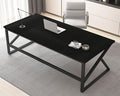 HSH 70 Inch Long Black Desk, Large Metal Wood Computer Desk for 2 Monitors, Modern Home Office PC Laptop Desk for 2 People Executive Writing Work Study Gaming, Simple Bedroom Living Room Black Table