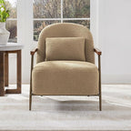 CHITA Accent Chair for Living Room Set of 2, FSC Certified Modern Upholstered Faux Sherpa Fabric Armchair with Metal Frame and Wooden Armrests, Camel