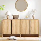BERRYMERRY 2 Door Fluted Sideboard Buffet Cabinet with Storage, Modern Wood Cabinet with Adjustable Shelves for Living Room, Dining Room (Light Wood 2 Doors)
