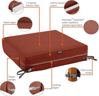 Classic Accessories Montlake Water-Resistant 23 x 25 x 5 Inch Rectangle Outdoor Seat Cushion, Patio Furniture Chair Cushion, Heather Henna Red, Patio Furniture Cushion Covers