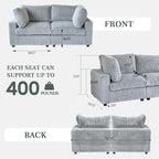 78.74" Oversized Loveseat Sofa, Deep Seat Cloud Couch, 2 Seat Comfy Modular Sectional Couches for Living Room, Plush Couch Cushion Covers Removable, Gray
