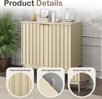 Fluted Sideboard with Storage, Buffet Cabinet Sideborad with Door, Kitchen Buffet Storage Accent Cabinets with Adjustable Shelves for Living Room, Entry, Hallway, Beige