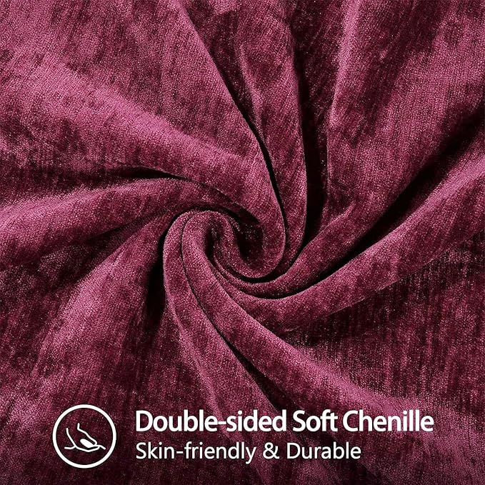 decorUhome Christmas Chenille Soft Throw Pillow Covers 22x22 Set of 2, Farmhouse Velvet Neutral Decorative Euro Pillow Covers with Stitched Edge for Couch Sofa Bed Home Decor, Rhododendron