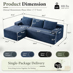 96''Sectional Couches for Living Room,Modern Modular Sectional Sofa,Upholstered Boneless Couch with Pockets,Comfy Cloud Couch with L Shaped Chaise (Blue, 96''W Left Facing Chaise)