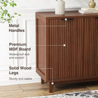 Fluted Cabinet with Storage, 2 Doors Sideboard Buffet, Mid Century Modern Accent Cabinet with Adjustable Shelves, Multifunctional Console Table with Storage for Living Room, Kitchen, Entryway