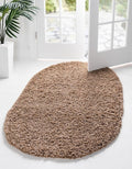 Unique Loom Solid Shag Collection Area Rug (3' 3" x 5' 3" Oval, Sandy Brown)