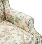 UIXE High Back Floral Accent Chair, Fabric Upholstered Armchair Wingback Arm Club Chair for Living Room, Nailhead Trim Single Sofa Bedroom Side Reading Seat with Solid Wood Legs - Bird Pattern