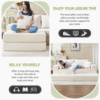 79" Boneless Loveseat Sofa Couch, Modular Foldable Floor Cloud Sofa with Ottoman, Lounge Convertible Sofa Bed for Living Room, No Assembly, Chenille Beige