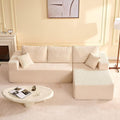 107" Boneless Couch with Deep Seat, Modular Sectional Sofa, Cloud Sectional Couch for Living Room, No Assembly Required, Corduroy, L-Shape Right，White