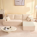 107" Boneless Couch with Deep Seat, Modular Sectional Sofa, Cloud Sectional Couch for Living Room, No Assembly Required, Corduroy, L-Shape Right，White