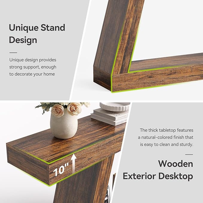 LITTLE TREE 55-Inch Sofa Table with Storage, Farmhouse Console Table for Home, Rectangular Wooden Entryway Furniture for Living Room, Bedroom, Office, Hallway, Brown