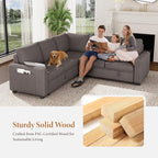 Vesgantti 88.4" Sleeper Sectional Couch with Pull Out Bed, 5 Seater L Shaped Modular Sectional Sofa with Storage, Comfy Corduroy Modular Sofa for Living Room, Bedroom, Apartment, Light Coffee
