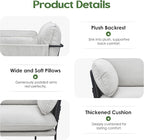 Modern Accent Chairs Set of 2, Oversized Living Room Chairs, Reading Chair with Solid Metal Legs, Fabric Armchair with Side Pockets and 2 Pillows, Accent Chairs for Bedroom, Nursery, White