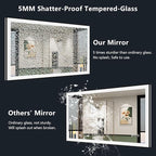 24x36 Inch LED Bathroom Mirror with Lights (Front Lit and Backlit) Black Framed Lighted Vanity Mirror for Bathroom Wall Dimmable Anti-Fog Memory Tempered Glass Horizontal/Vertical
