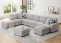 Legend Vansen Modular Sectional Sofa U Shaped Couch with Ottoman Modern Reversible Corner Sectional Couch for Living Room (Light Grey, U Shaped Sofa-4)