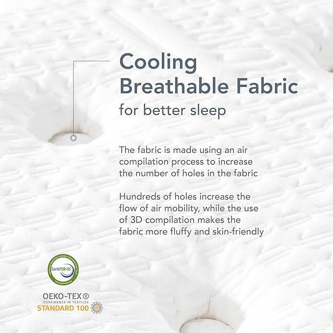 EPITEX Silverluxe King Size Mattress, 8 Inch Gel Memory Foam, Pocket Spring, Medium Firm, Gray