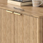Evermagin 126" Oak Buffet Cabinet with Storage, Large Sideboard Cabinet, Boho Accent Credenza, Fluted Console Table with Doors for Dining Room, Kitchen, and Living Room