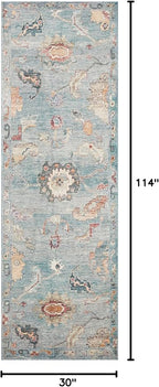Loloi Margot Collection MAT-06 Denim/Multi 2'-6" x 9'-6" Runner Rug feat. CloudPile, No-Shed Easy Clean Large Patterned Area Rug for Living Room, Bedroom, Dining Area