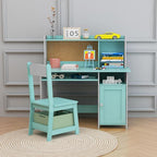 TaoHFE Blue Kids Desk Chair,Kids Desk with Storage and Shelf,Wooden Kid Desks and Chair Set for Bedroom and Study,Kid Study Desks for Boys, Girls Table and Chair Set