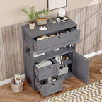 Bathroom Cabinet, Modern Bathroom Floor Storage Cabinet Organizer with 1 Door and 3 Drawers, Freestanding Cupboard for Kitchen/Living Room Use