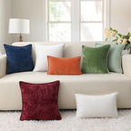 decorUhome Fall Chenille Soft Throw Pillow Covers 18x18 Set of 2, Farmhouse Velvet Neutral Decorative Euro Pillow Covers with Stitched Edge for Couch Sofa Bed Home Decor, Rust