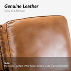 HULALA HOME Genuine Leather Recliner Chair Set of 2, Push Back Recliner Armchair with Thick Seat and Backrest(Camel)