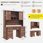 T4TREAM 59" Farmhouse Executive Desk with Hutch,Wood Home Office Computer Desk, Featuring Keyboard Tray,Charging Station,File Drawer, Storage Cabinet,for Work and Study (Reclaimed Barnwood)