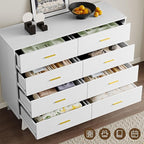Dresser for Bedroom with 8-Drawer, 37" Tall Modern Chest of Drawers with Metal Handles, X-Shape Base & Adjustable Center Leg, Anti-Tip Closet Organizers and Storage