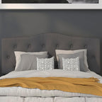 BizChair Tufted Upholstered Full Size Headboard in Dark Gray Fabric