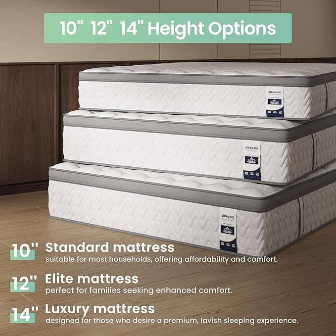 Twin Mattress 10 Inch, 5-Zone Deep Sleep Firm Mattress with Extra Lumbar & Shoulder Support, Hotel Collection Hybrid Single Mattresses Pain Relief, Fiberglass Free & No Odor -365 Night Trial