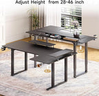 L Shaped Standing Desk, 71x43'' Electric L Stand Up Desk with 2 Adjustable Monitor Shelves, Dual Motor and Memory Controller, Adjustable Height from 28-46'' for Home and Computer Workstation, Black
