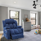 Power Lift Recliner Chair, 350lb Capacity with 8-Point Massage & Heating, USB/Type-C Ports & Cup Holders, Heavy Duty Chenille Recliner for Elderly, Blue