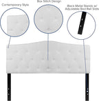 EMMA + OLIVER Tufted Upholstered Queen Size Headboard in White Fabric