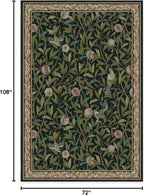 RUGGABLE x Morris & Co Washable Area Rug – Pomegranate Blue Green 6x9, Stain-Resistant, Non-Slip – Medium Machine Washable Rugs for Living Room, Bedroom, Hallway, Entryway & Office–with Cushioned Pad