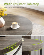 LITTLE TREE Round Coffee Table, 32" Circle Coffee Table for Living Room, 2-Tier Wood Accent Center Table with Open Storage Industrial Design Home Furniture (Grey and Black)